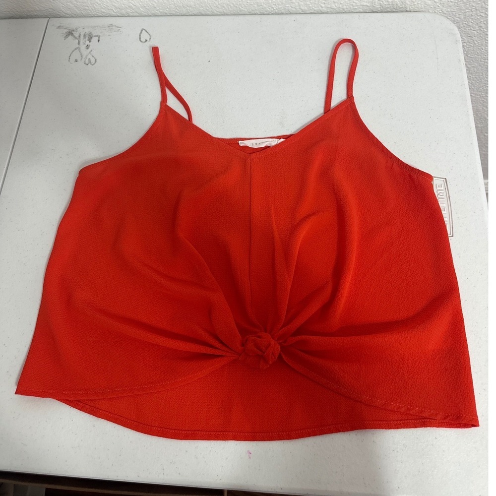 Lush Womens Fiesta Red Front Knot V-Neck Camisole Tank Top T13454B-047 Small